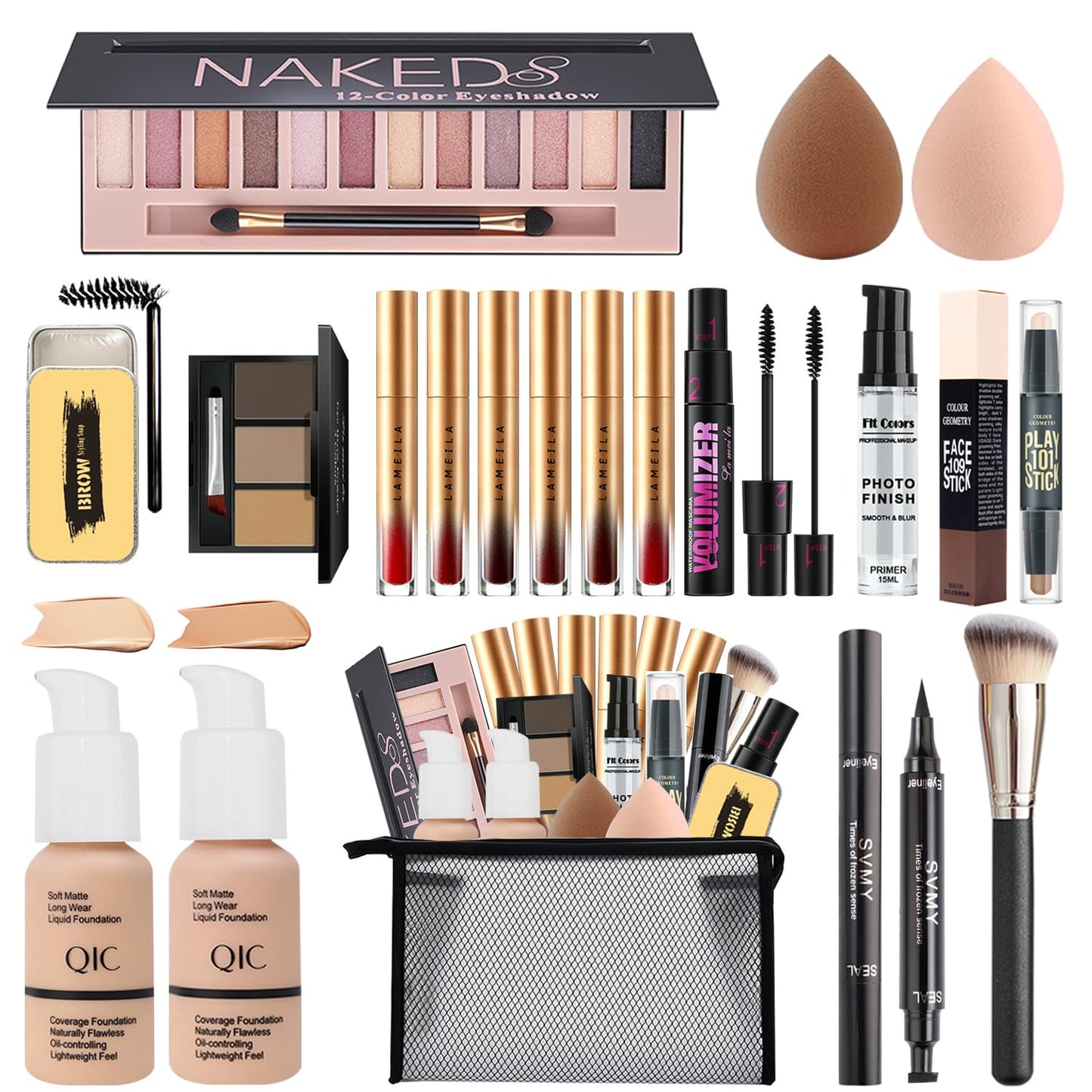 Makeup Kit for Women - All-in-One Travel Gift Set with Eyeshadow, Foundation, Lipstick & More | Complete Beauty Essentials