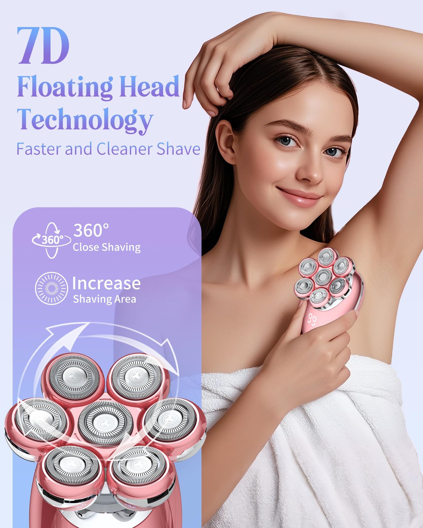 Electric Razors for Women Legs:Cordless Electric Shaver for Women-Wet Dry Womens Electric Shaver-Rechargeable Body Shaver for Smooth Leg Shaving (Pink)