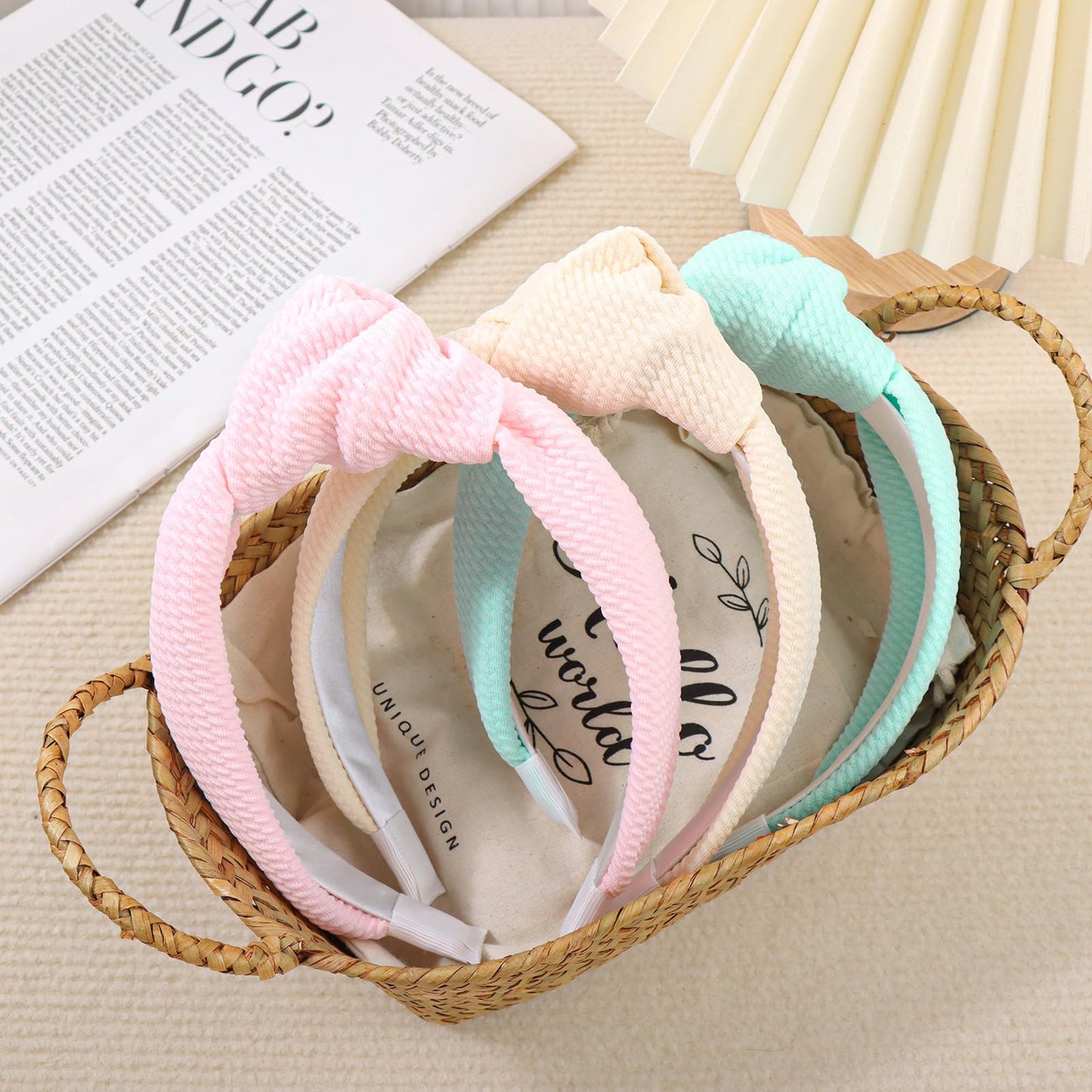 YanJie Headbands for Girls - Non Slip Fashion Wide Top Knotted Headbands, Comfortable Cute Hair Accessories, Pink 3Pcs