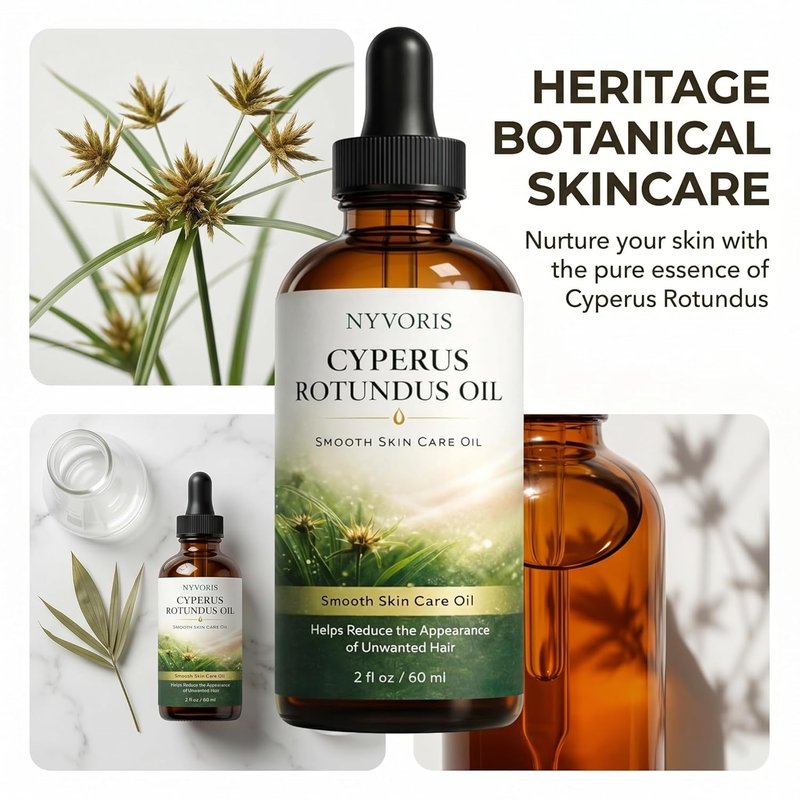 Cyperus Rotundus Oil for Hair Removal - Organic Cold-Pressed Moisturizing & Soothing Body Oil | 1 Pack
