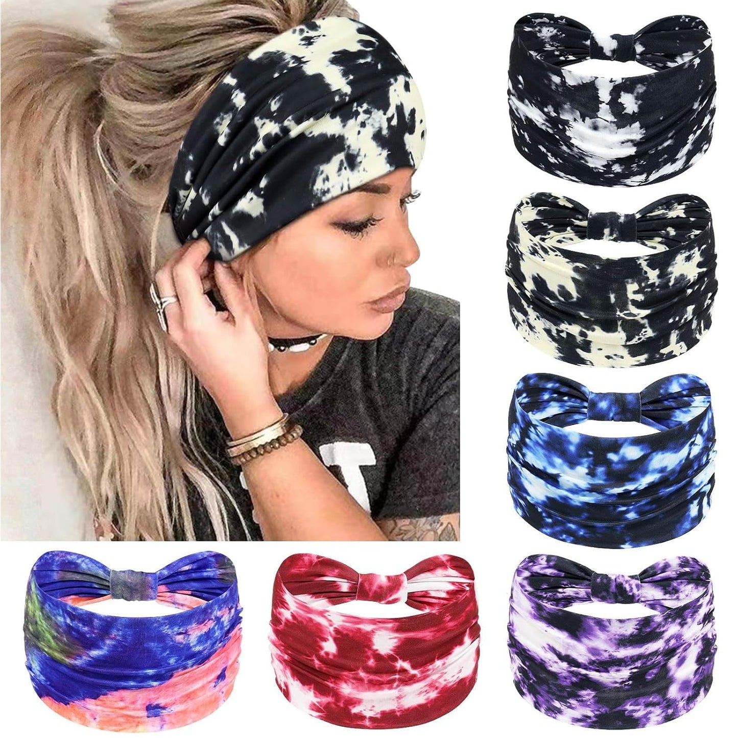 Wide Headbands for Women - No Slip Knotted Turban Hair Accessories | Dark Green Boho Style