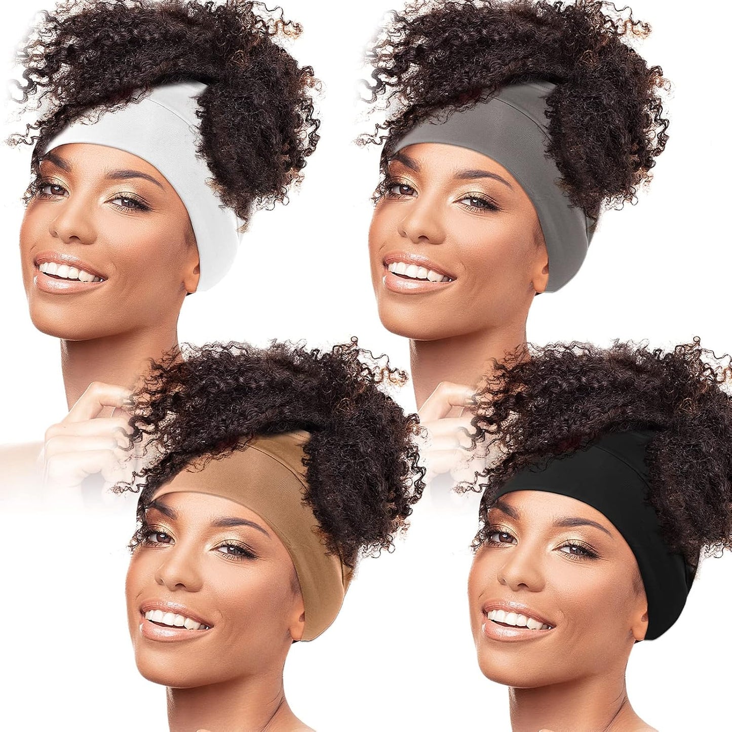 Nylon Head Wraps - Satin Hair Cover for Sleep & Dreadlocks | 4 Pack in Black, Coffee, Wine Red, Navy Blue