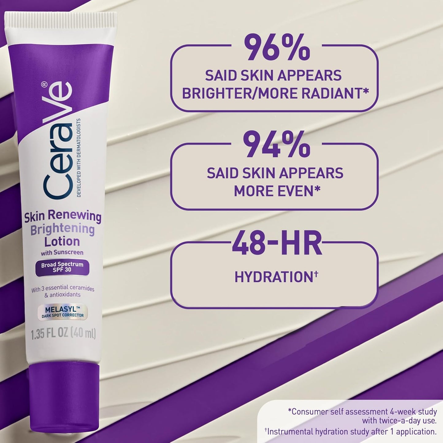CeraVe Skin Renewing Brightening Lotion SPF 30 - Anti-Aging Facial Moisturizer with Ceramides & Niacinamide | 1.35 fl oz