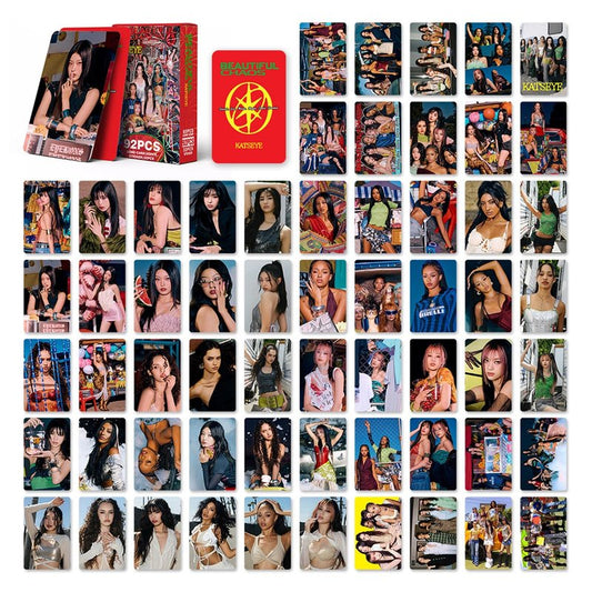 JCCDMZSL Katseye Photocards Beautiful Chaos Album 60PC Lomo Cards+32PC Katseye Stickers Set for Fans