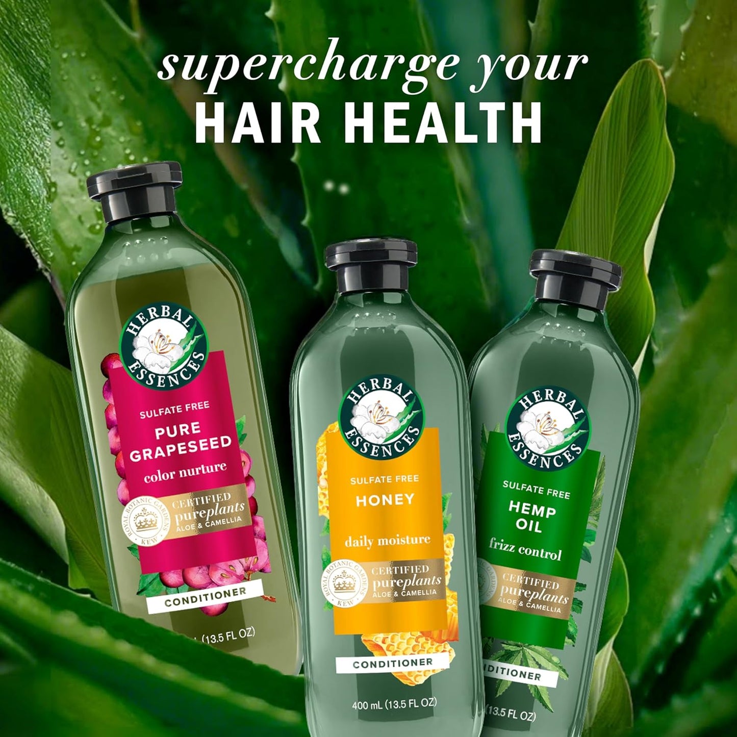Herbal Essences Sulfate Free Shampoo - Daily Moisture & Nourishment with Honey, Aloe Vera & Camellia Oil | 33.8oz