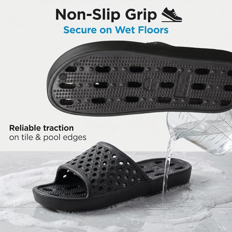 Non-Slip Shower Shoes for Men & Women - Quick-Dry Bath Slippers with Drain Holes | Lightweight Pool & Gym Sandals