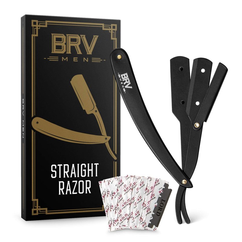 100 Single Edge Stainless Steel Barber Razor Kit - Shavette Straight Edge for Men