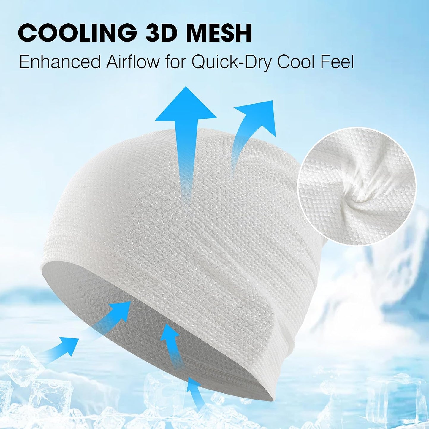 WTACTFUL 3-Pack Cooling Skull Caps - Breathable 3D Mesh Running Hats for Men & Women | Summer & Winter Use