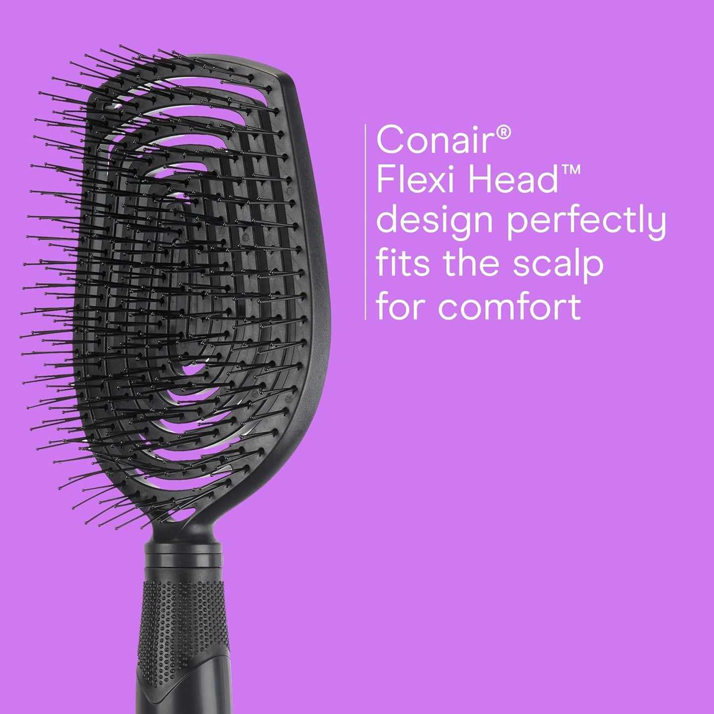 Conair Scalp Care Detangling Hairbrush | Curly Hair Brush & Scalp Massager for All Hair Types - Black Onyx