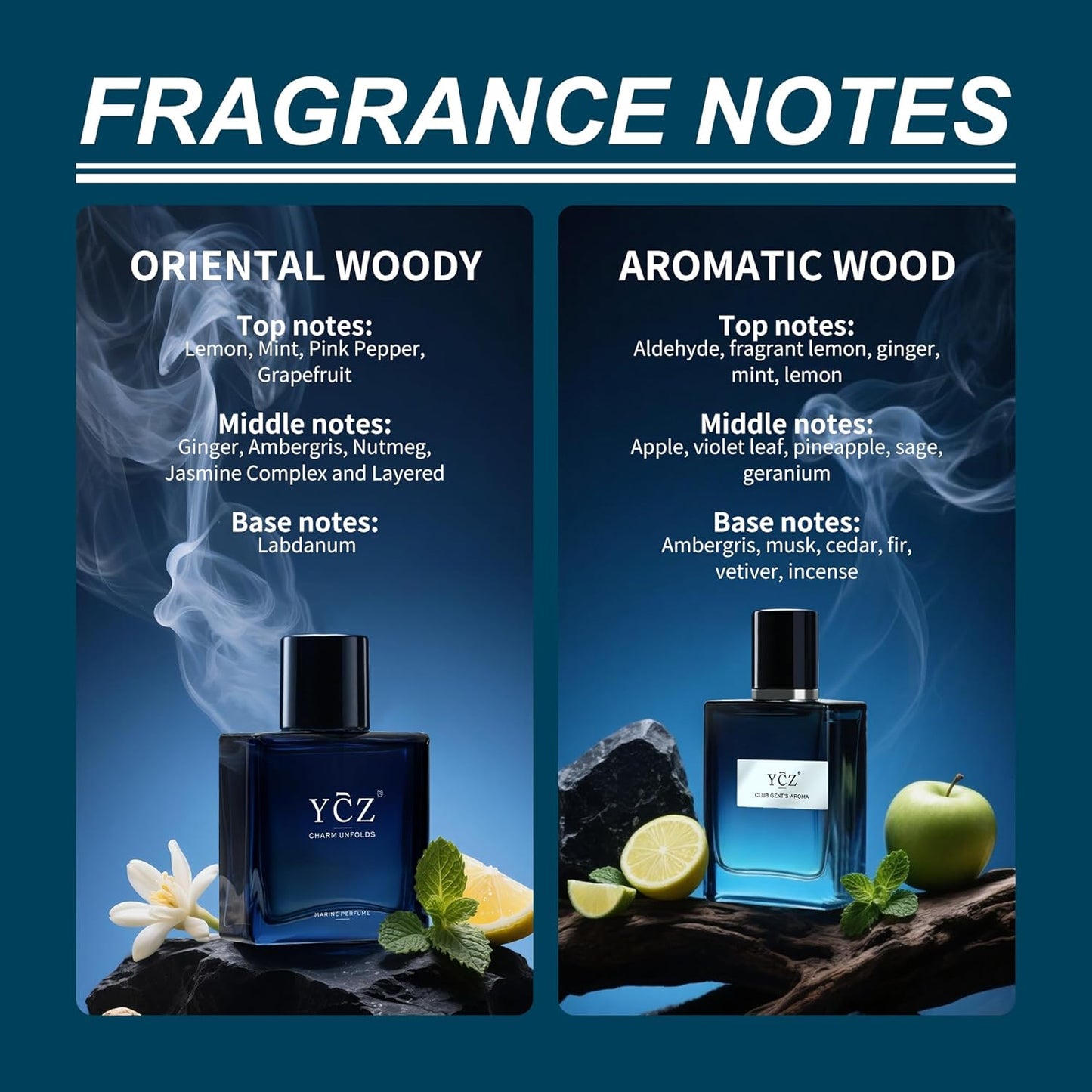 Ycz Cologne for Men - Marine & Club Fragrance Collection | 1.7 Fl Oz Eau de Parfum, Sophisticated Woody Citrus Scent