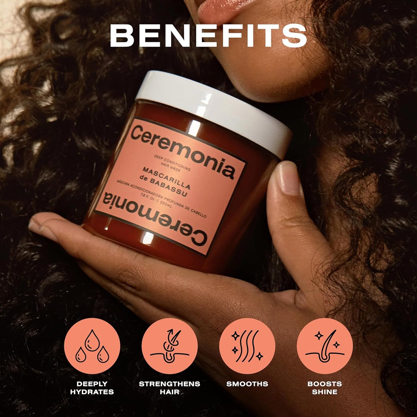 Ceremonia Deep Conditioning Hair Mask - Cupuaçu Butter Hydration Treatment for Dry, Damaged Hair | 7.8 fl oz