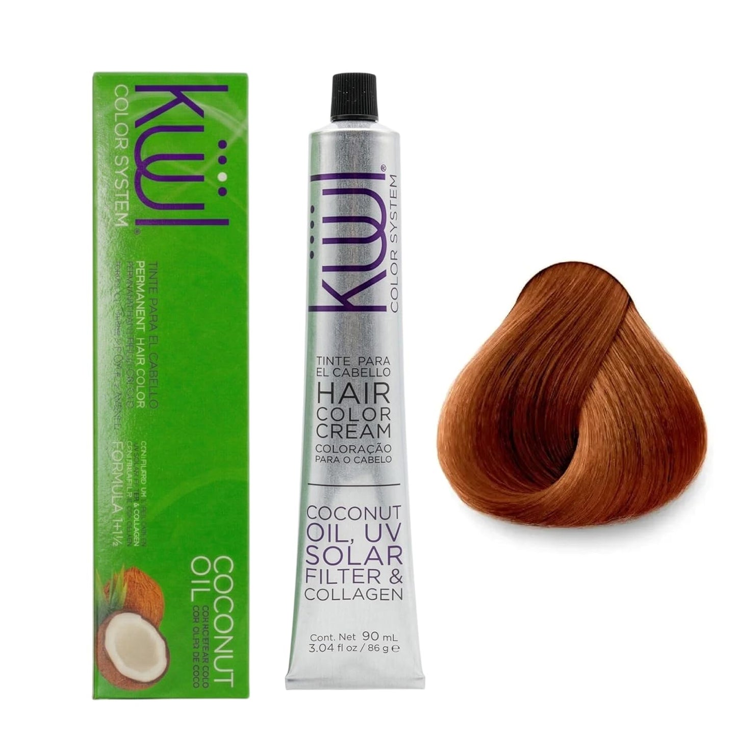 Permanent Hair Color Cream 7.44 Copper Blonde - Coconut Oil & Collagen, Gray Coverage | 3.04 fl oz / 90 ml