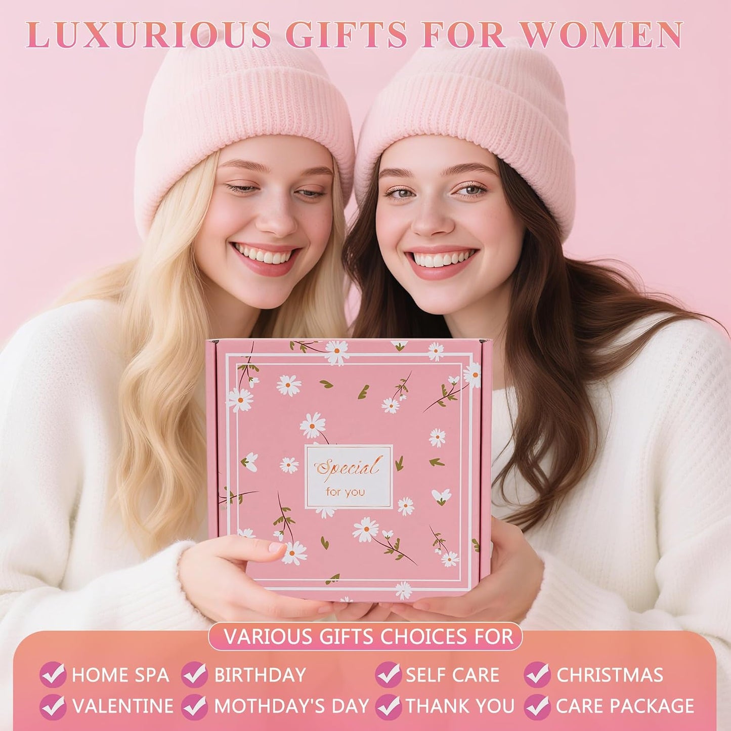 Gift Baskets for Women - Inspirational Gift Set Box for Birthdays, Mother's Day & More | Pink