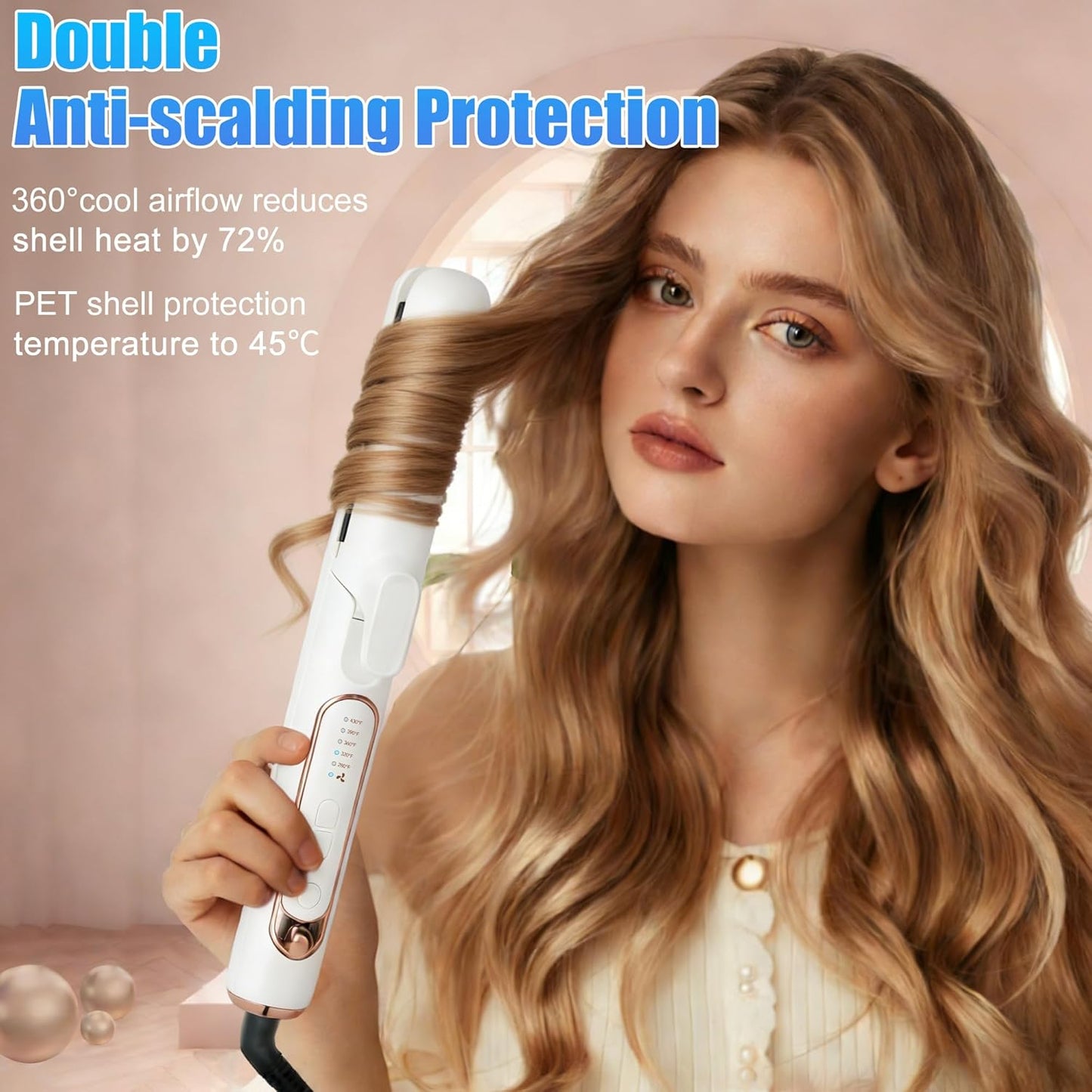 2-in-1 Curling Iron & Straightener - Ceramic Negative Ion Styler with 360° Airflow | 5 Temp Settings, Dual Voltage