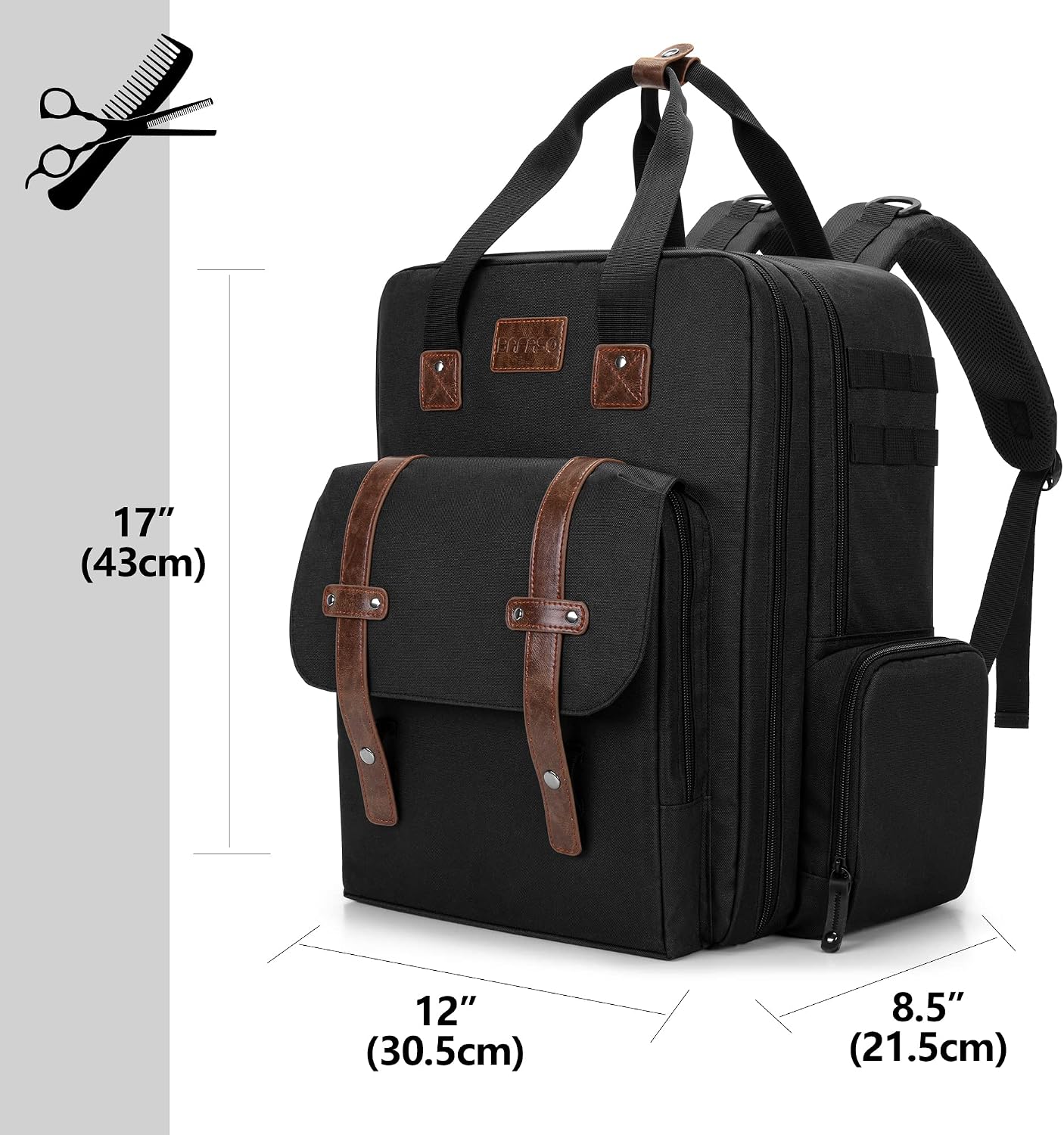 Large Capacity Barber Case - Travel Hairdresser Bag for Hair Cutting Tools | Black