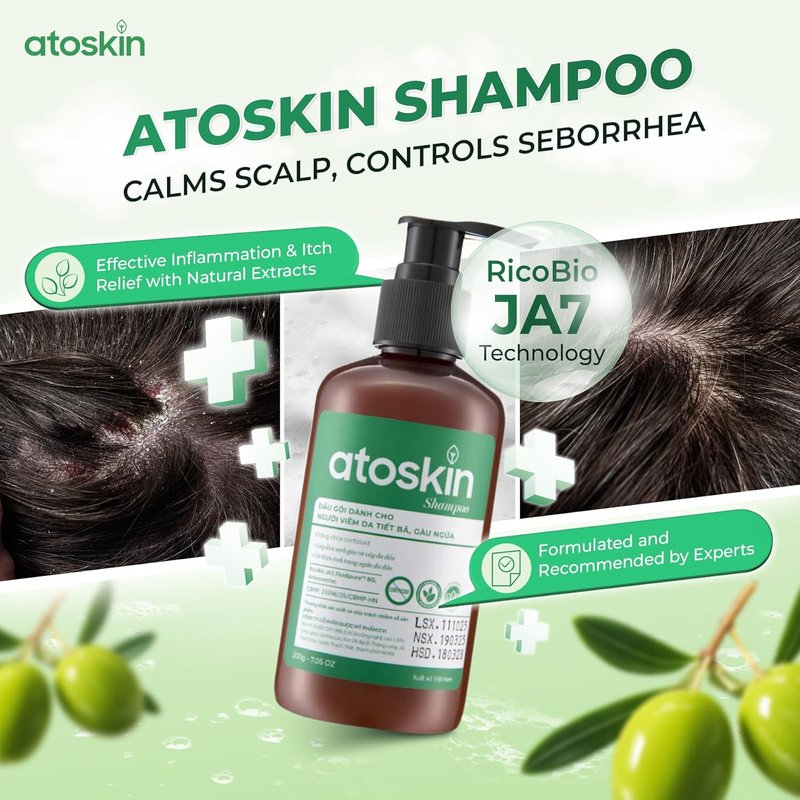 Atoskin Shampoo for Seborrheic Dermatitis - Reduces Oil & Enhances Scalp Comfort | 6.8 oz