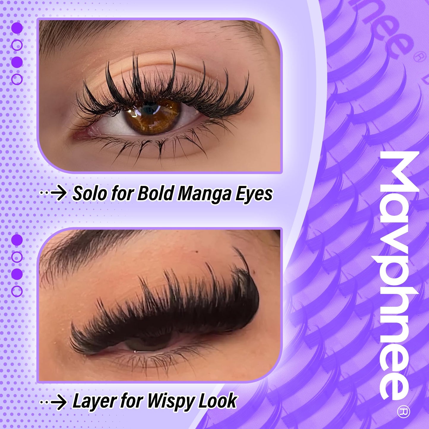 Mavphnee Lash Spikes Manga Lashes Extensions Anime Lash Clusters Spiky Eyelash Individuals 13-21MM Long Cluster Eyelash Extensions D-Curly Fairy Individual Cluster Lashes Pack 180Pcs
