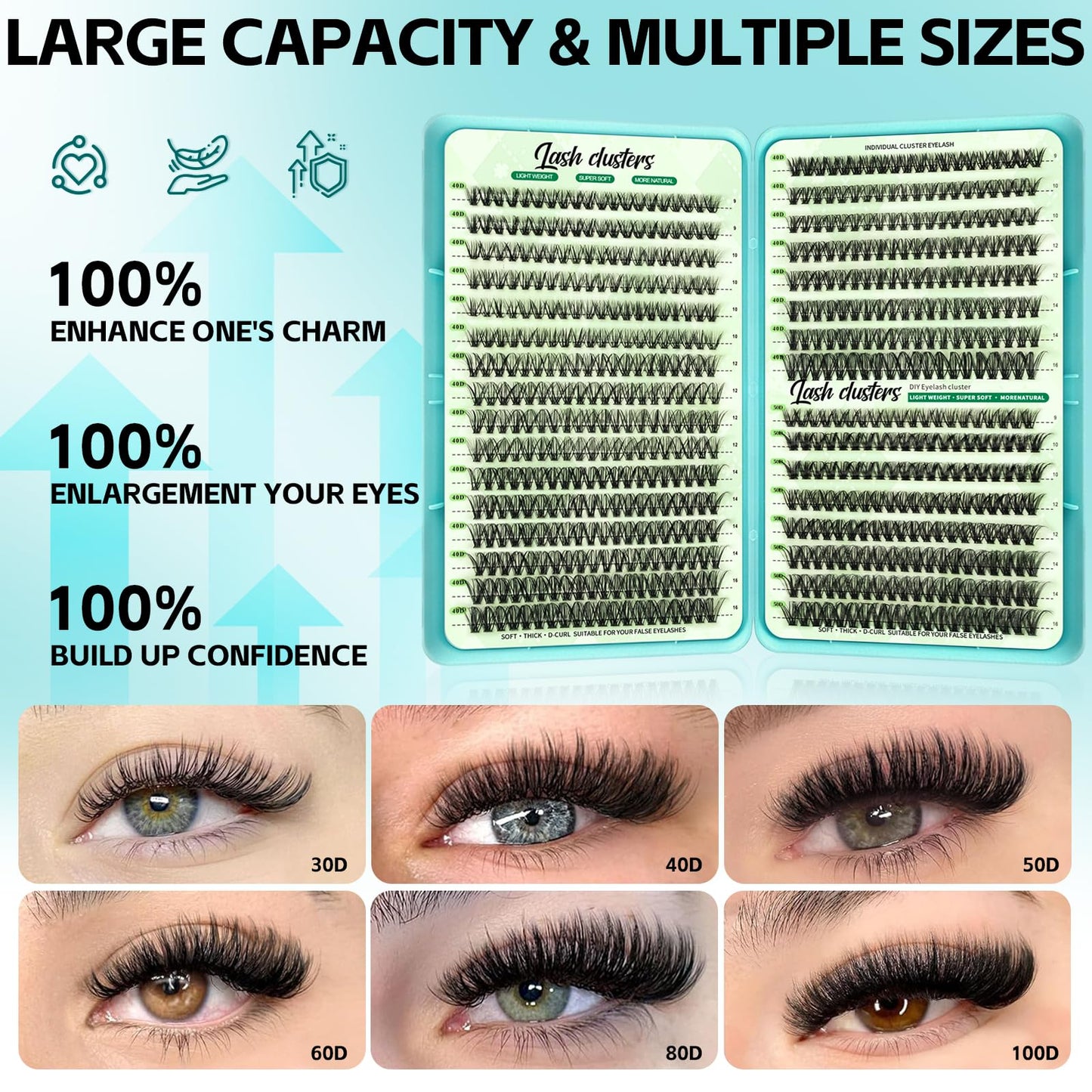 Wispy Lash Clusters, Individual Cluster Lashes 40D 50D, DIY Cluster Eyelash Extensions for Natural Wispy Look, Soft Lightweight Individual Lash Clusters for At-Home Lash Extension