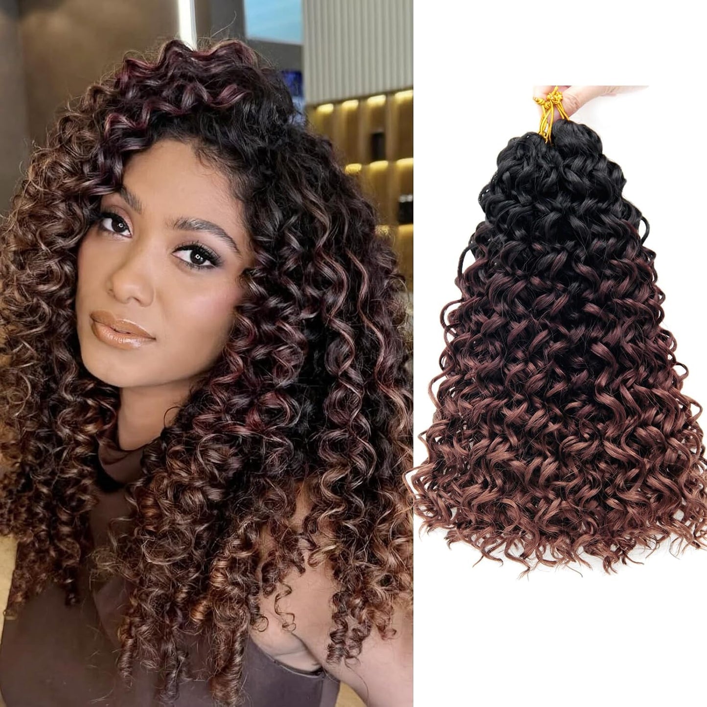 Water Wave Crochet Hair Extensions - Blonde Synthetic Bohemian Braids | 14 Inch Deep Wave (27#)