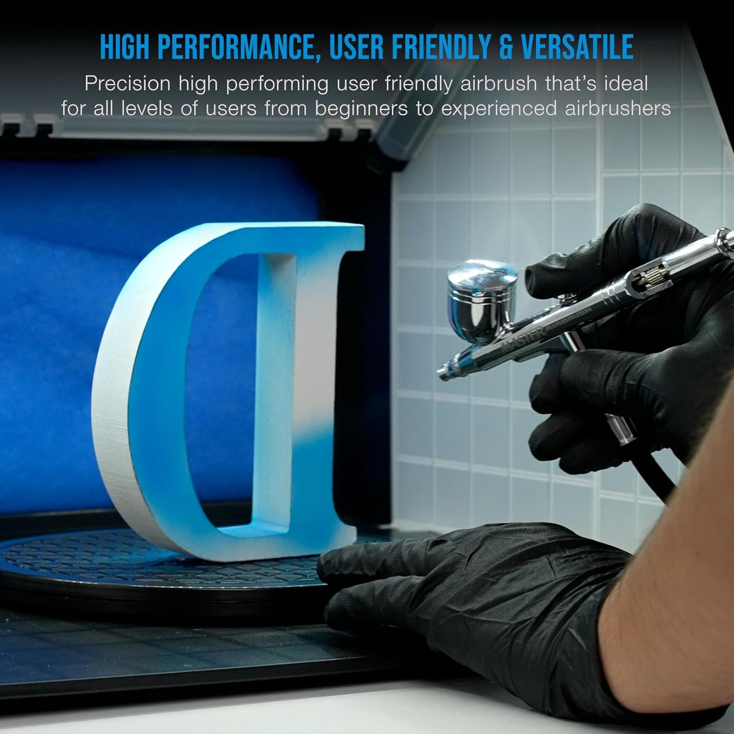 Master Airbrush G233 Pro Airbrush Kit - 3 Nozzle Sets (0.2, 0.3, 0.5mm) for Painting & Body Art