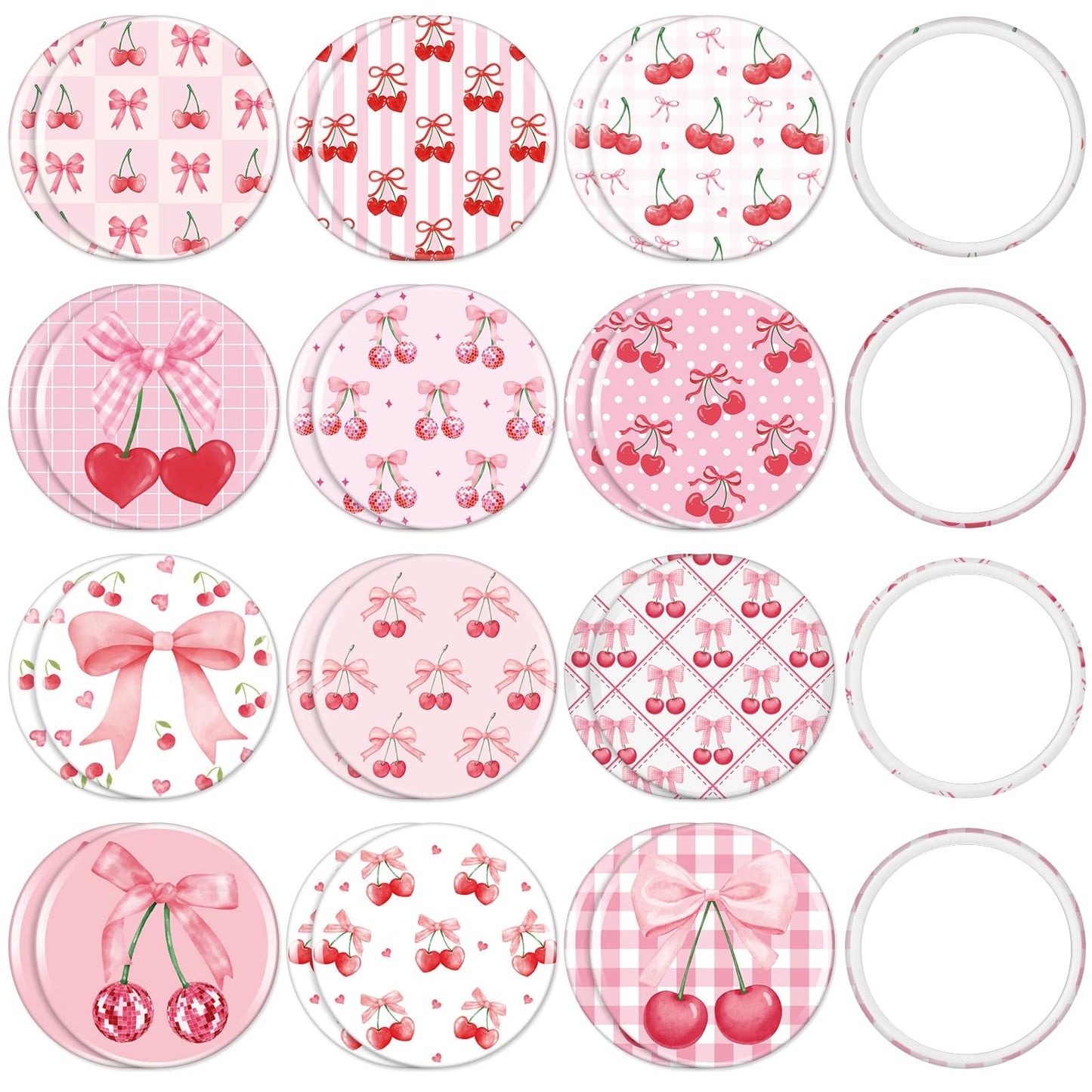 Weysat 24 Pcs Cherry Bow Compact Mirrors Bulk 2.7" Small Round Portable Pink Pocket Makeup Mirror for Girls Women Coquette Preppy Birthday Bridal Shower Weddings Party Favors Decorations