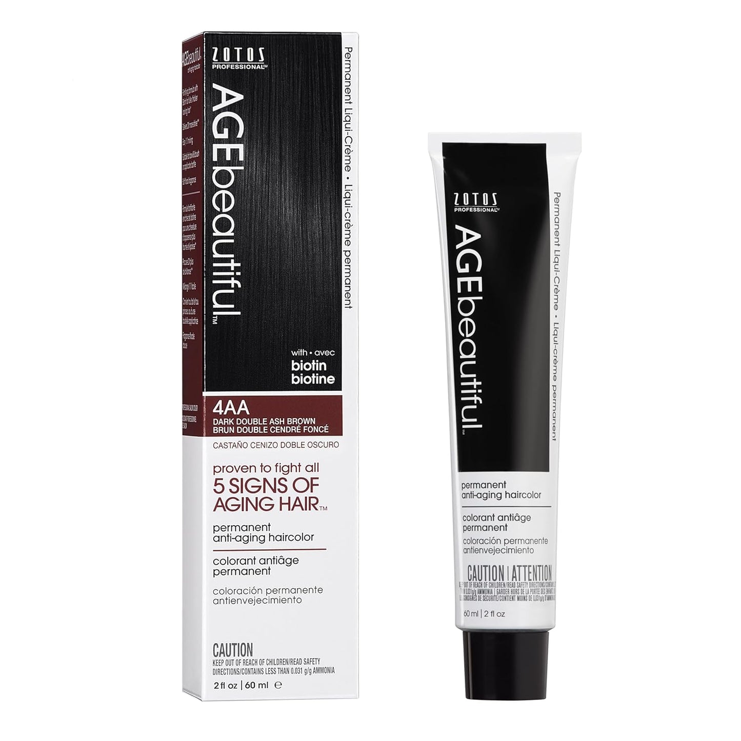 AGE Beautiful Permanent Hair Color Cream - 100% Gray Coverage Hair Dye with Biotin for Fuller, Thicker Hair | Professional Salon Quality