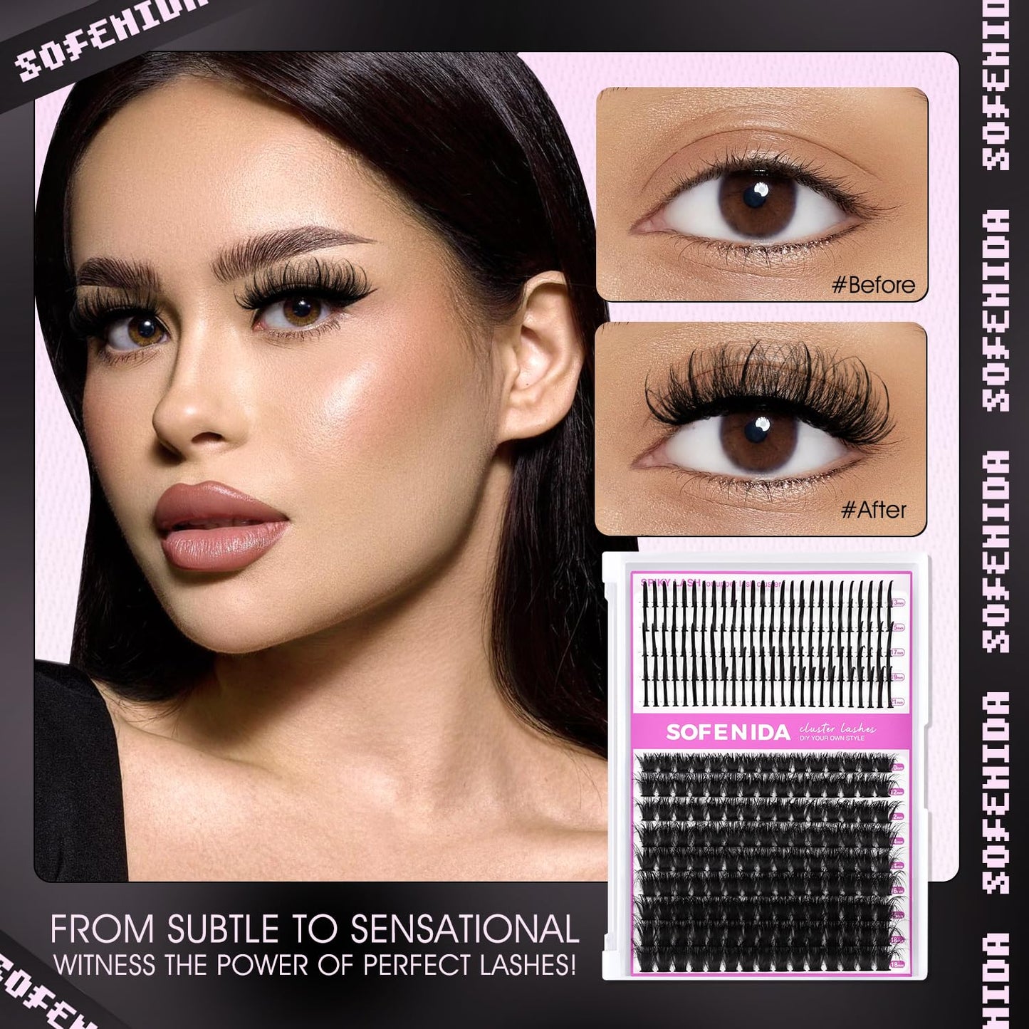 Lash Clusters Thick Lash Cluster with Lash Spikes 13-21MM Eyelash Clusters Thick Volume DIY Fairy Spiky Lash Extension Manga Lash Clusters Volume Cluster Lashes by SOFENIDA(100D-10-18MM)