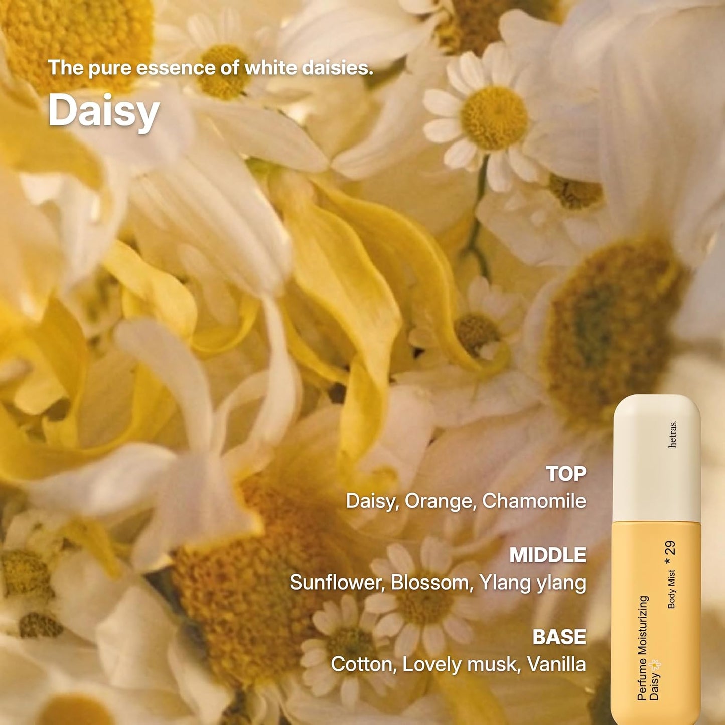 Daisy Scent Perfume Body Mist - Hydrating Fragrance Spray with Niacinamide | Skin Smoothing & Moisturizing | 4.06 fl. oz