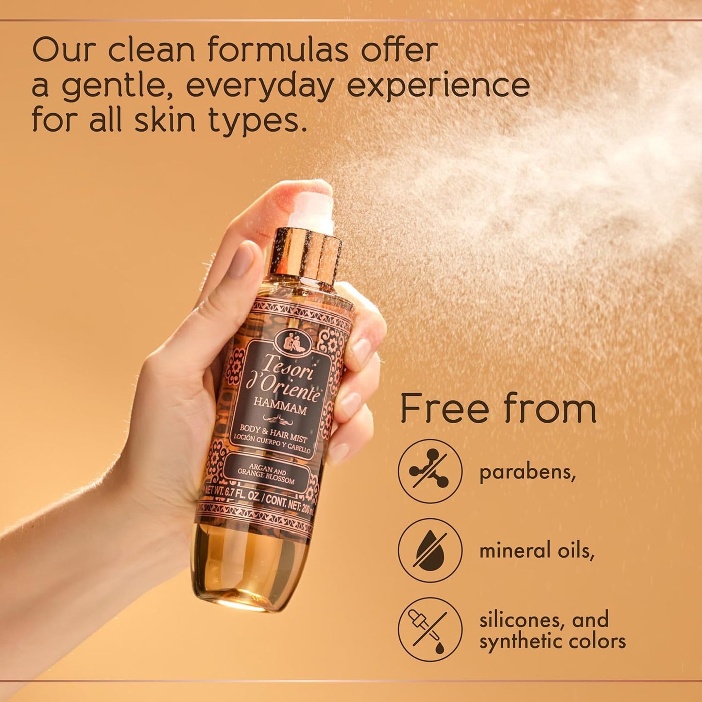 Hammam Hair & Body Mist - Warm Floral Citrus Scent with Orange Blossom & Argan Extract | 6.7 fl oz