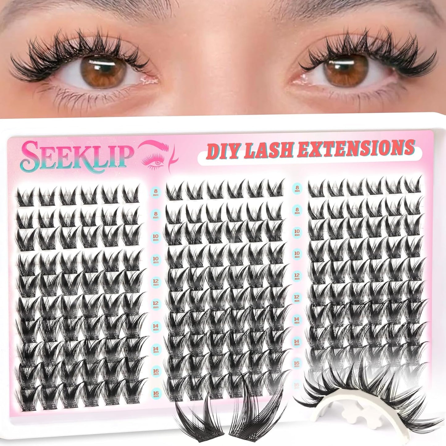 Wispy Natural Cluster Eyelash Extensions - 180pcs C Curl 8-16mm Individual Fake Lashes | Ultra Thin Band for DIY Use