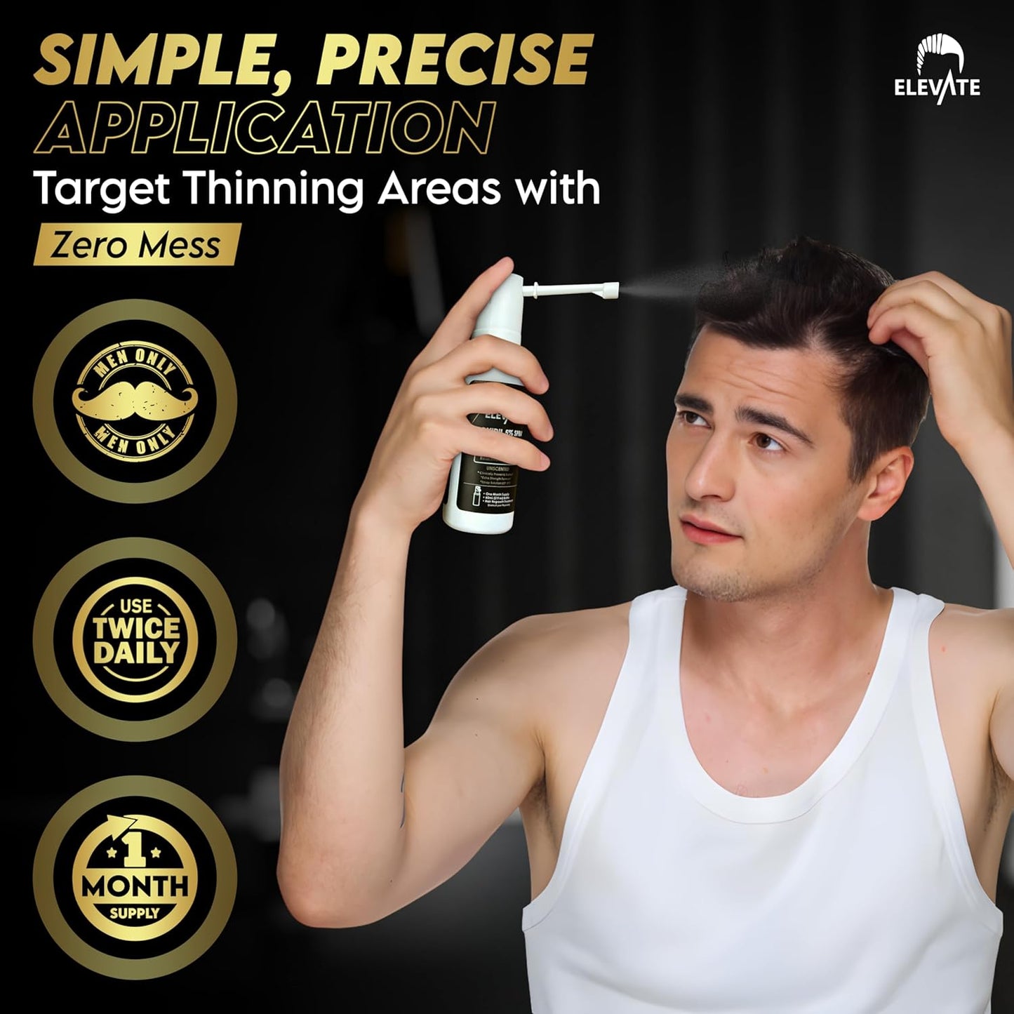 Hair Regrowth Treatment - 5% Minoxidil Spray for Men | Fast Absorbing, Unscented Formula for Thinning & Balding Hair