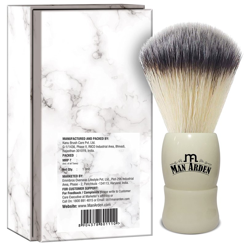 Man Arden Royal White Premium Shaving Brush With Ultra Soft & Absorbent Bristles & Long Handle | Cruelty Free | For A Smooth Shave