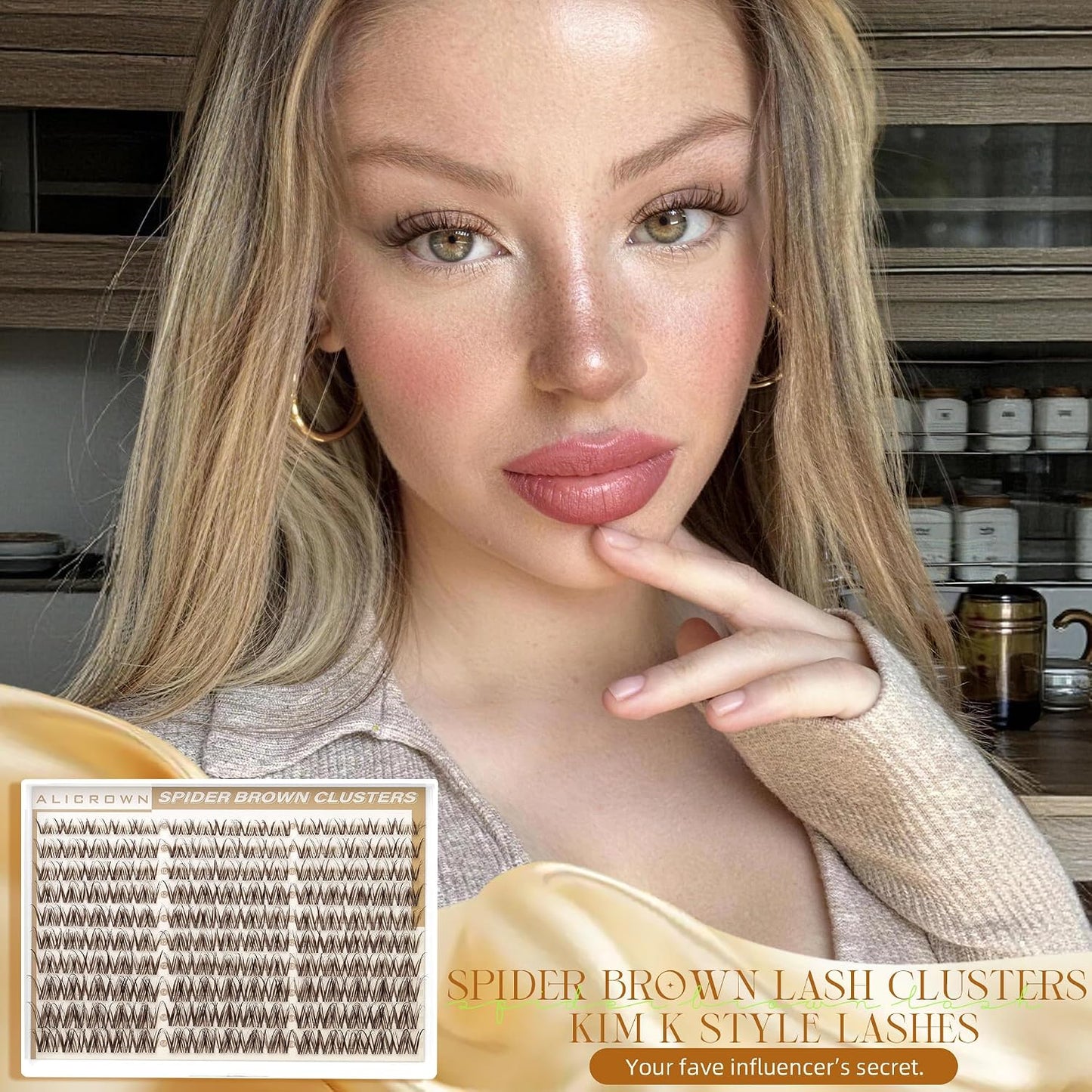 Brown Spider Lash Clusters Kit - Wispy 8-14MM Natural D Curly Eyelash Extensions | 150pcs for Daily Wear