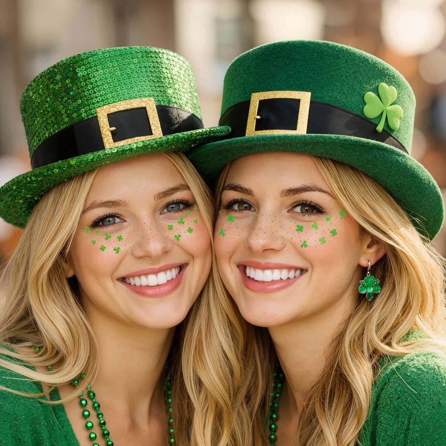 St Patricks Day Accessories - 8 Pack Shamrock Temporary Face Tattoos | St Patrick's Day Shirt Outfits for Women | Lucky Clover Face Stickers Makeup Gifts Crafts Games Decorations for Kids