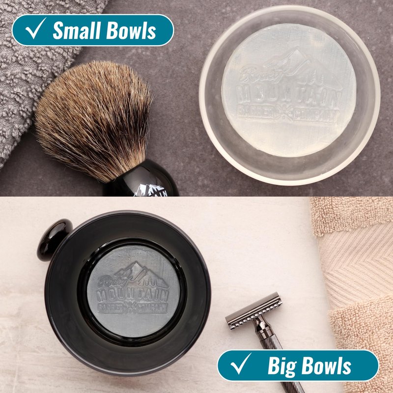 Shaving Soap Pucks for Men - 3 Pack - Traditional Wet Shave Glycerin-Based Shave Soap Bars - Made in USA For Use with Shaving Brush and Bowl - Glacial Spring Scent by Rocky Mountain Barber Company