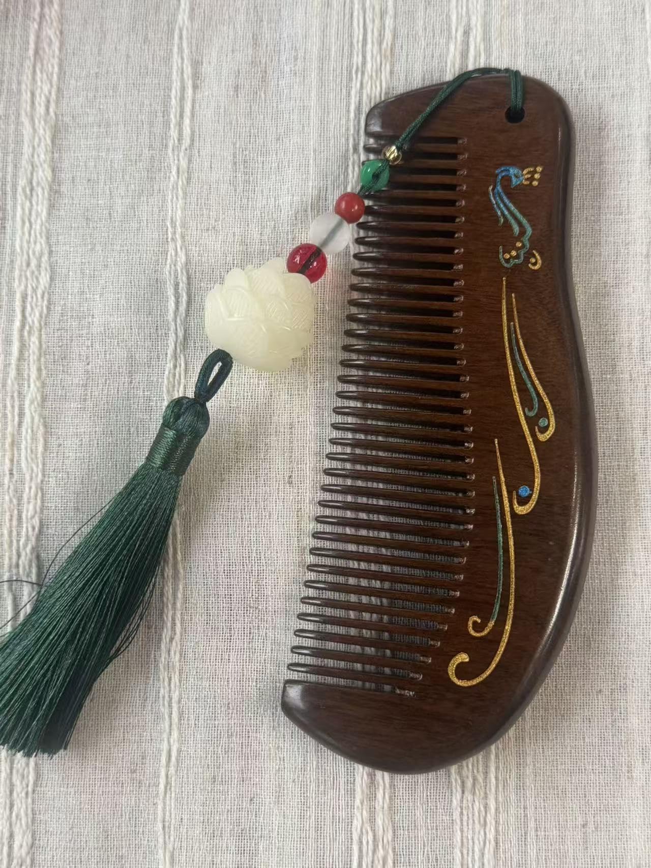 Handmade wooden hair comb, natural sandalwood comb, anti-static wooden combs, with sandalwood fragrance, good for hair growth, suitable for ladies and girls. (moon comb)