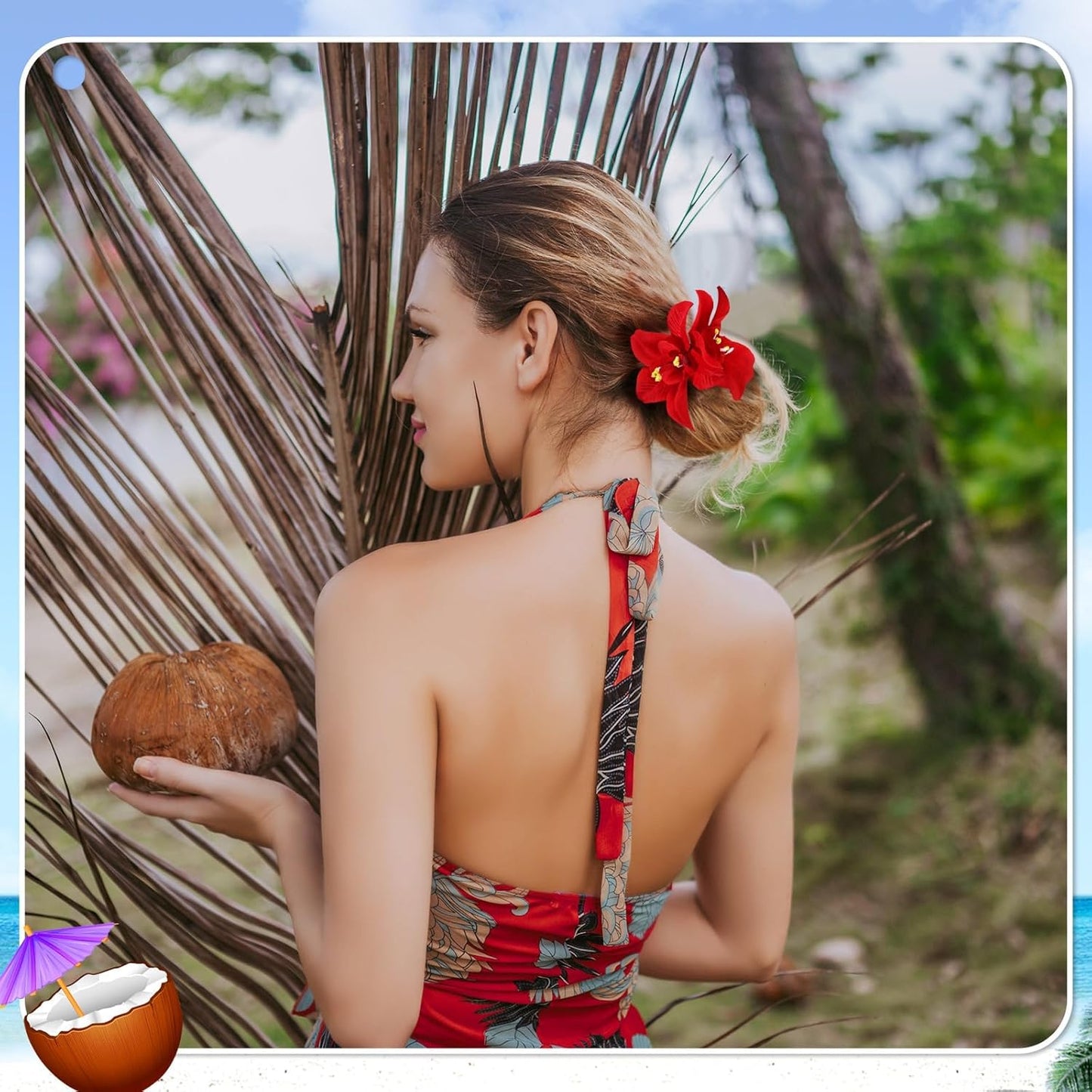 Hawaiian Flower Hair Clips - 10 Pcs Plumeria & Hibiscus Accessories | 3.5 Inch for Beach Parties