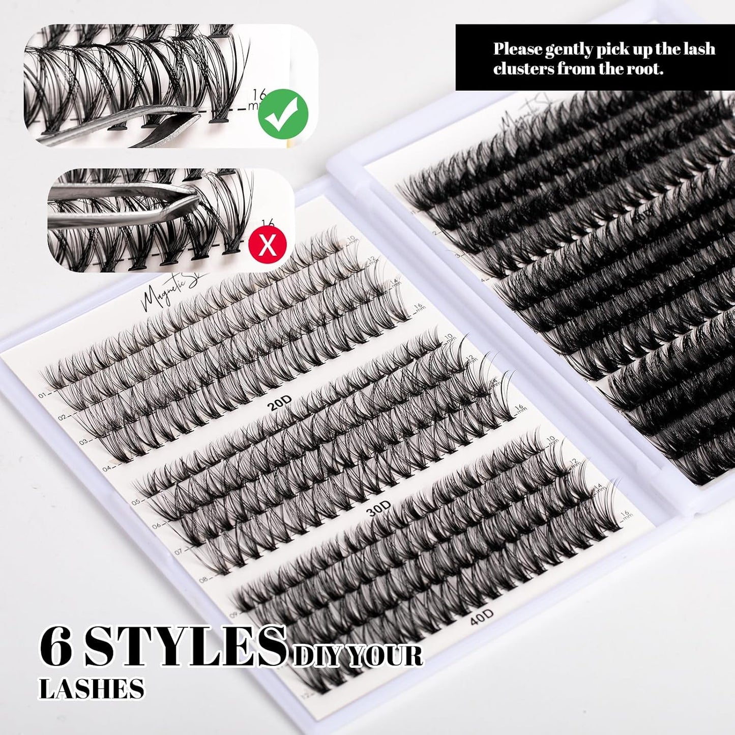 Lash Clusters - 480 Multi-Style False Eyelash Extensions | 10-20mm Thick 60D-100D for DIY Beginners