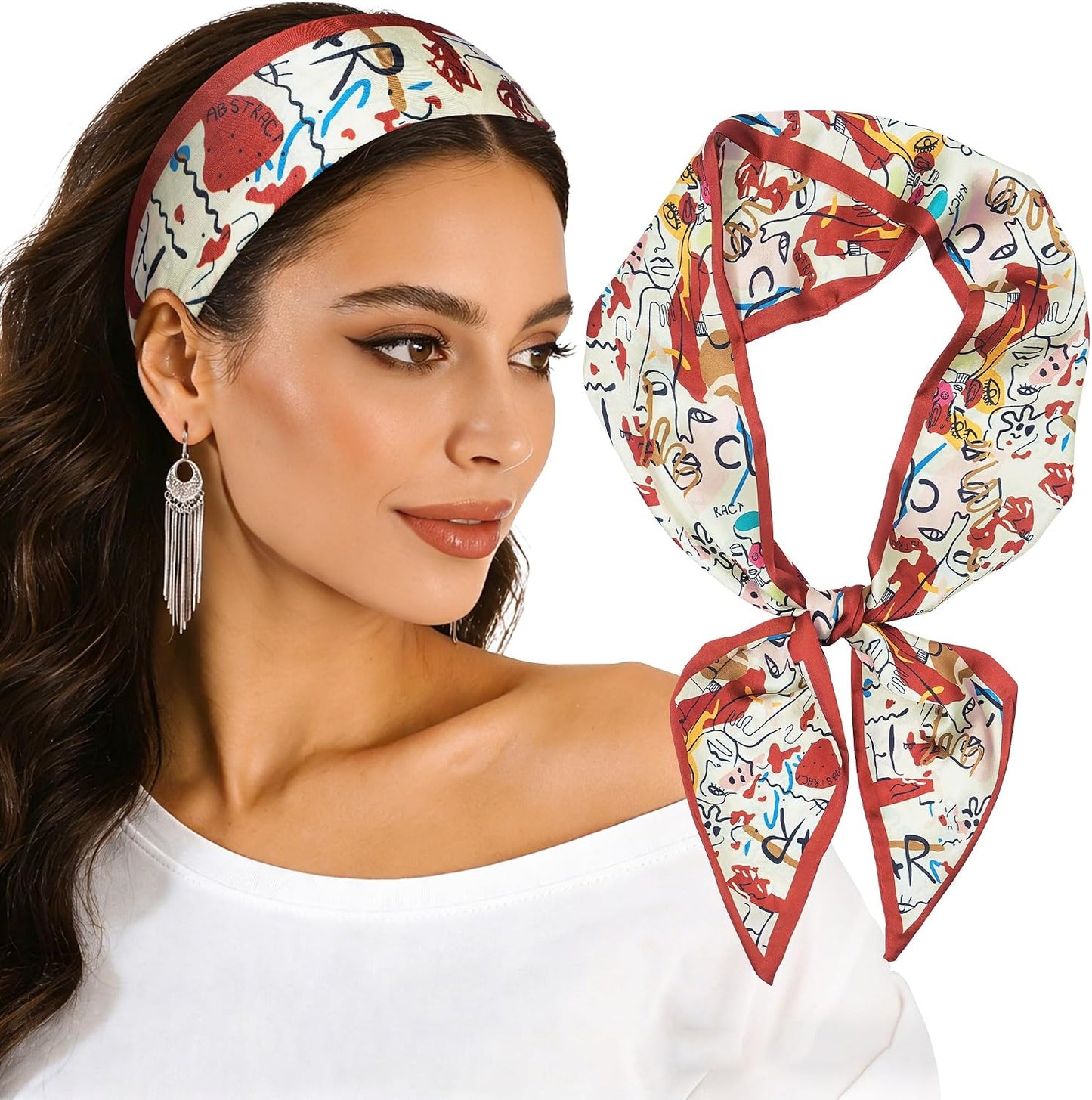 Cherry Head Scarf for Women - Long Thin Satin Hair & Neck Wrap | Fashion Accessory