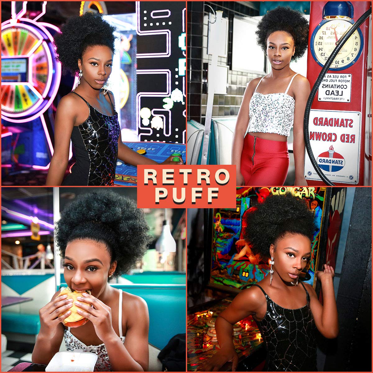 Afro Puff Drawstring Ponytail - Retro Kinky Curly Wig for Black Women | Large, Dark Brown Synthetic Hair Extension