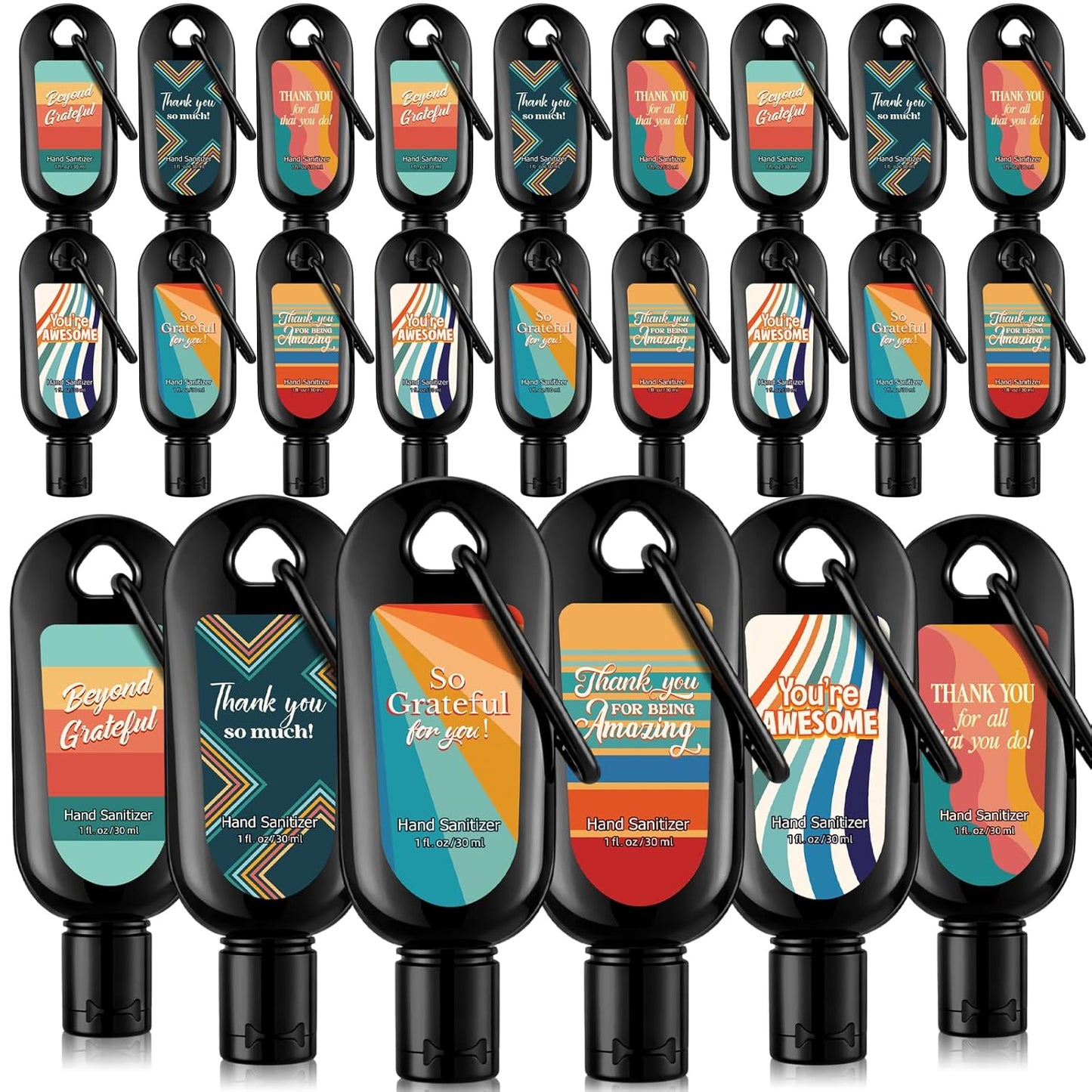 Mini Travel Size Hand Sanitizer Keychain - 24 Pcs Gift Set for Teachers, Nurses & Staff | Appreciation Thank You Bulk