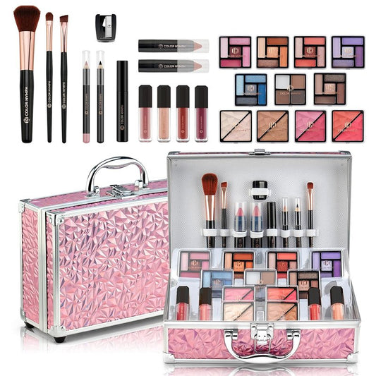 Color Nymph Makeup Kit for Tweens - Complete Pink Starter Set with Eye Shadow, Lipstick, Blush & Brushes