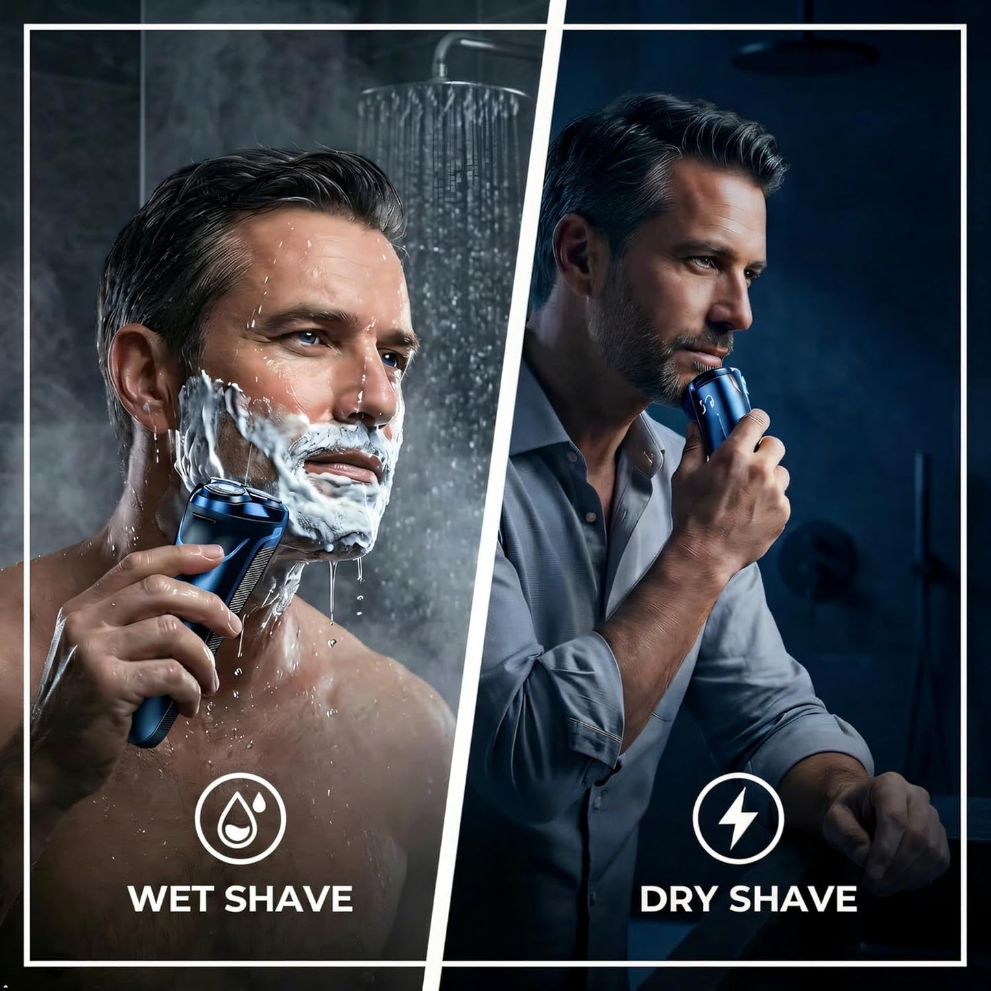 Electric Rotary Shaver for Men - 2-in-1 USB Rechargeable Razor with 4D Floating Heads & Pop-Up Trimmer | Waterproof, LCD Display, 90 Min Runtime