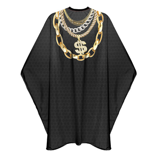 Pelocapa Barber Cape for Men Hair Cutting Salon Cape with Snap Closures Waterproof Professional Large Barber Hairdresser Cape- 63”× 56” (Dollar Chain)