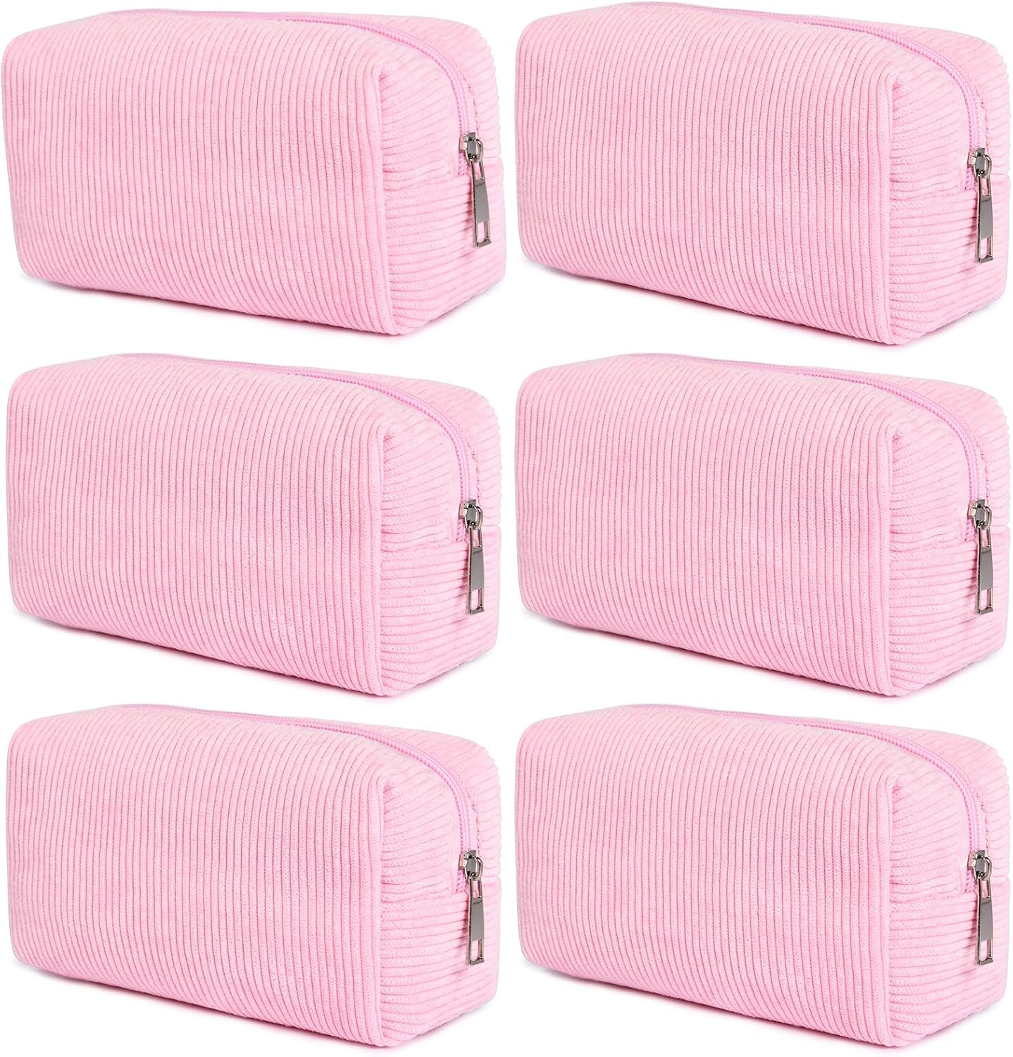 Bridesmaid Proposal Gifts - 6PCS Corduroy Blue Makeup Bags | Wedding Party Favors & Toiletry Organizers