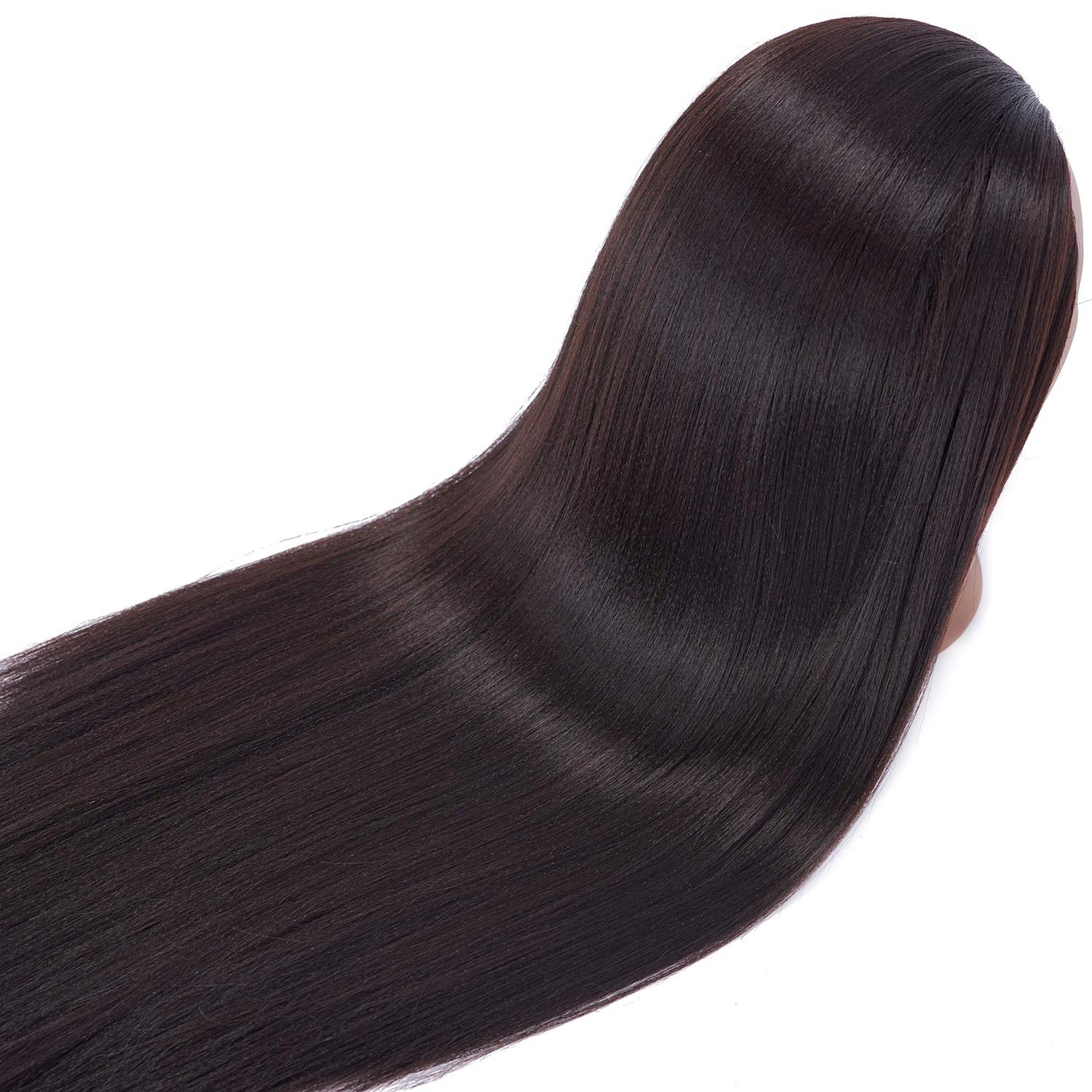 Mannequin Head - 26-28" Yaki Synthetic Fiber Training Head for Hairdressing | Cosmetology Practice Model with Clamp Stand