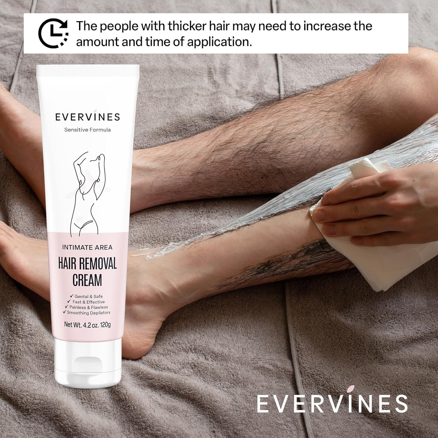 Hair Removal Cream for Women - Fast & Painless Depilatory for Sensitive Skin | 4.2oz (2 Pack) - Ideal for Bikini, Legs, Arms, Underarms