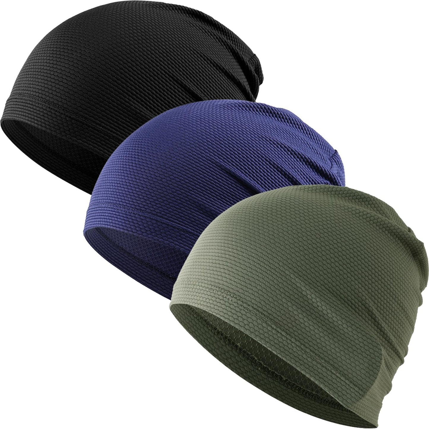 WTACTFUL 3-Pack Cooling Skull Caps - Breathable 3D Mesh Running Hats for Men & Women | Summer & Winter Use