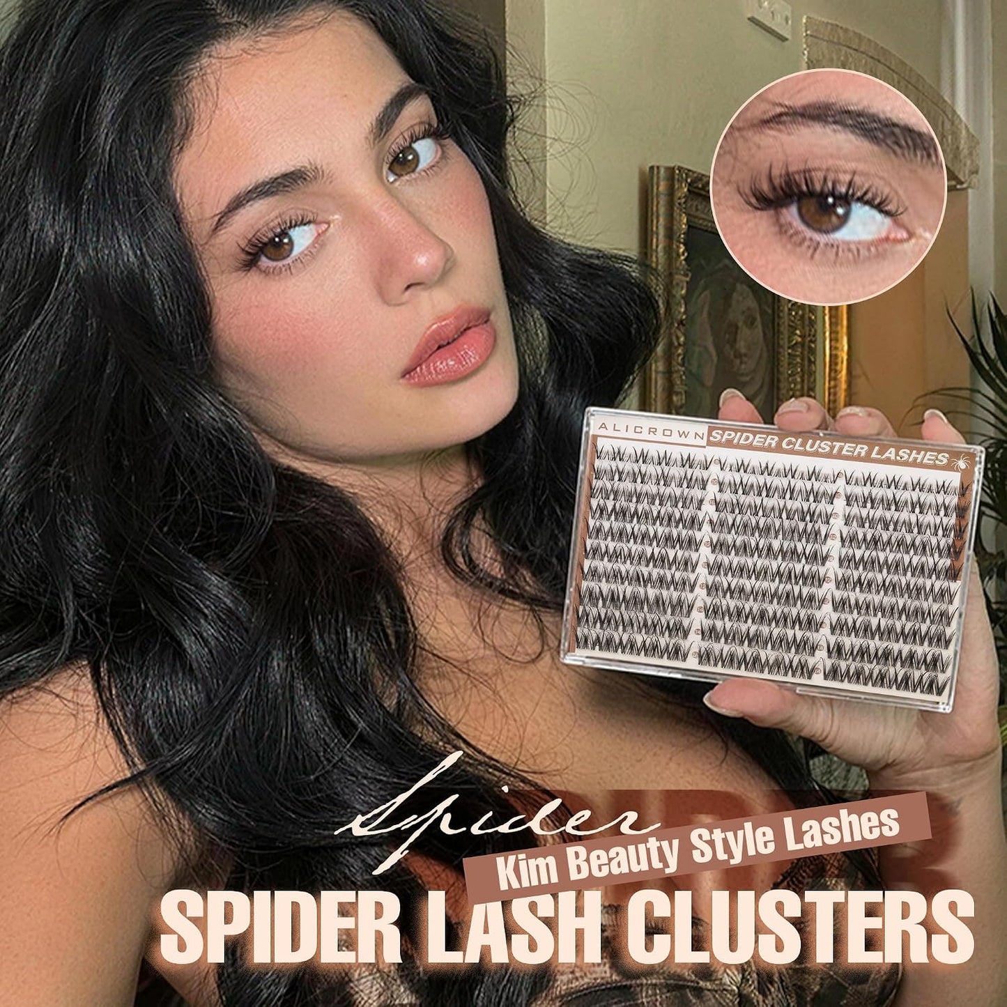 Spider Lash Clusters Kit - Wispy Eyelash Extensions with D Curly Design | 8-14MM Individual Lashes & Bond