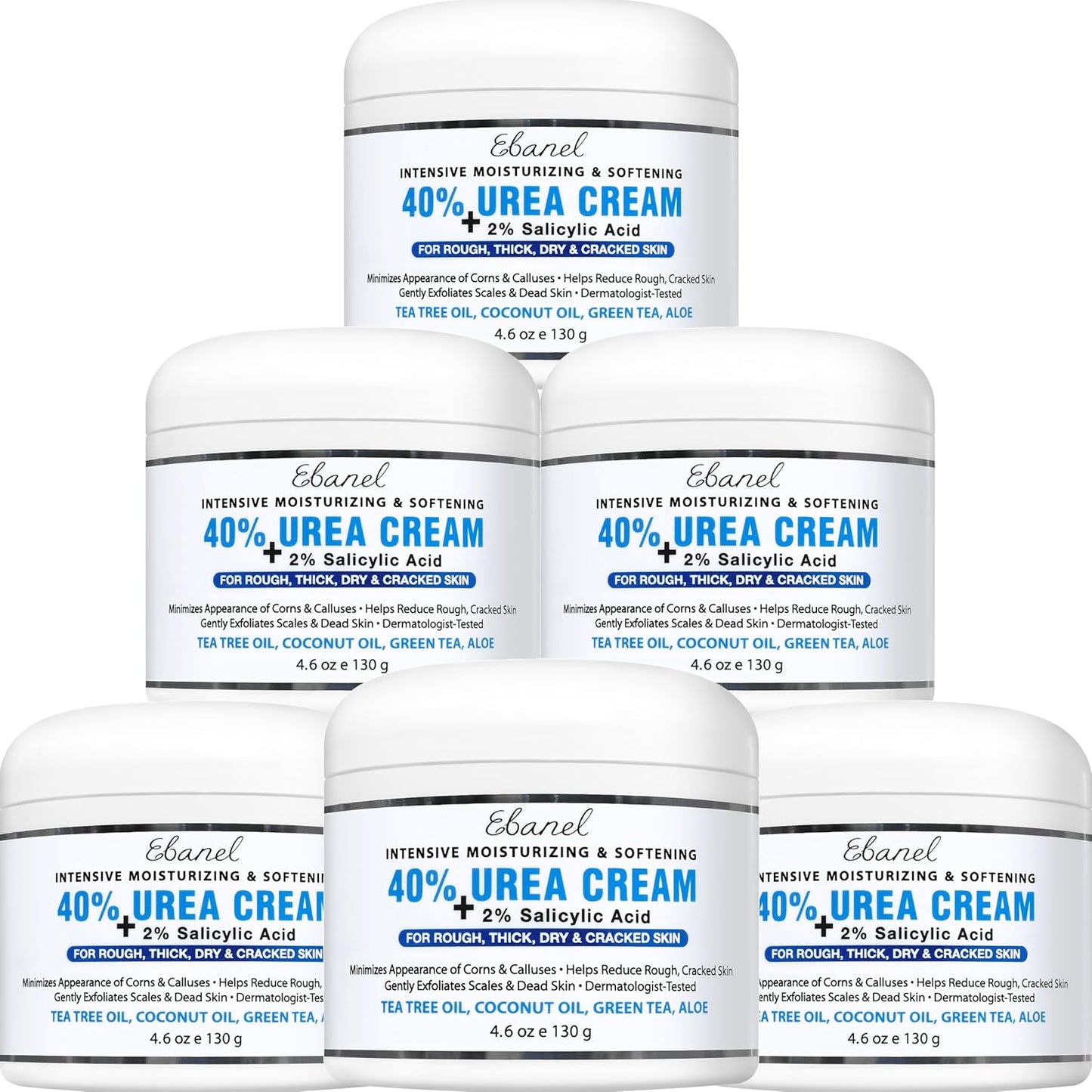 Ebanel Urea Cream 40% & Salicylic Acid 2% - Intensive Foot Cream for Dry, Cracked Heels & Skin Repair | 2-Pack